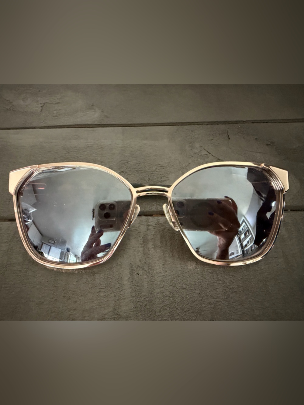 Ted Baker London Rose Gold Frame Sunglasses with Silver Mirrored Lenses